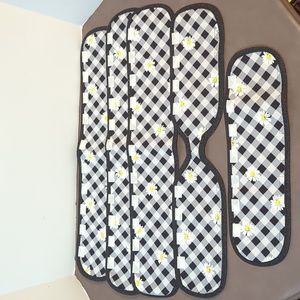 Kitchen Handle Covers Daisy Themed White Yellow Daisies Black Grays Plaid